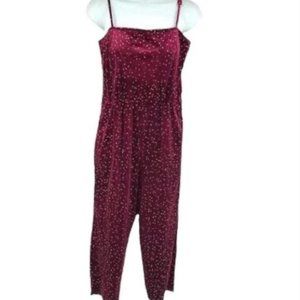 Speechless Wine Cranberry Velvet Jumpsuit Glitter  Confetti